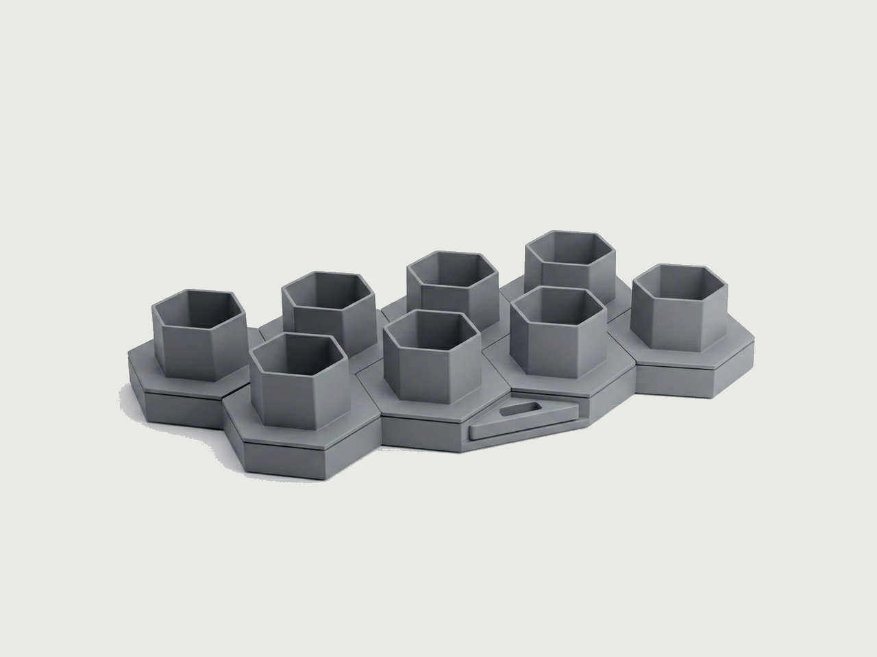 The AI Ponics modular hexagonal base, with cells that click together